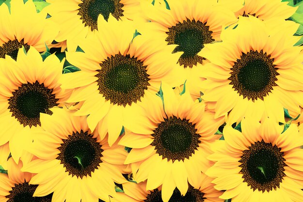 Sunflowers on a yellow background