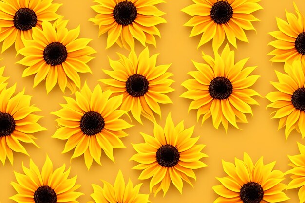 Sunflowers on a yellow background