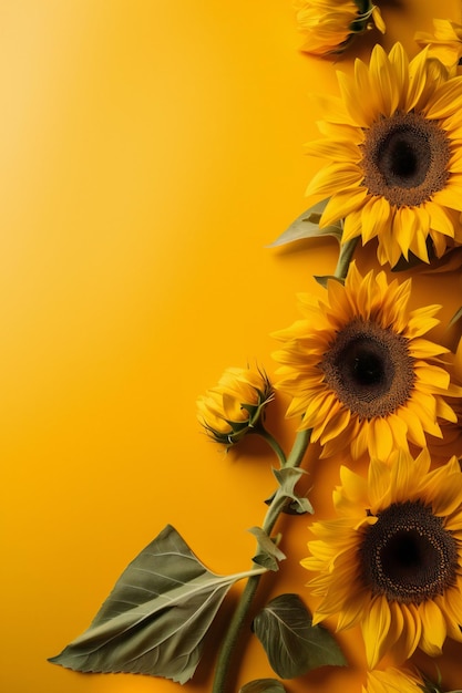 Sunflowers on a yellow background