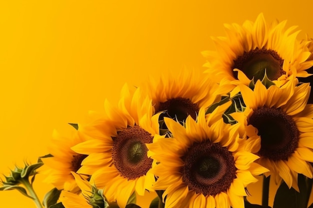 A sunflowers on a yellow background