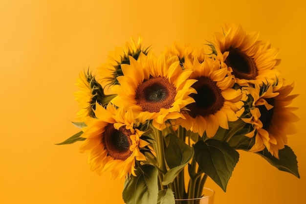 A sunflowers on a yellow background