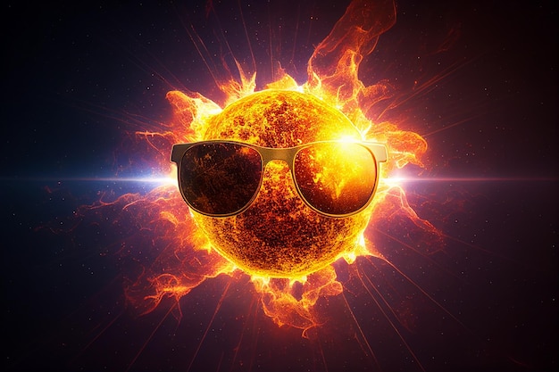 Sunglasses against the backdrop of the sun Solar eclipse