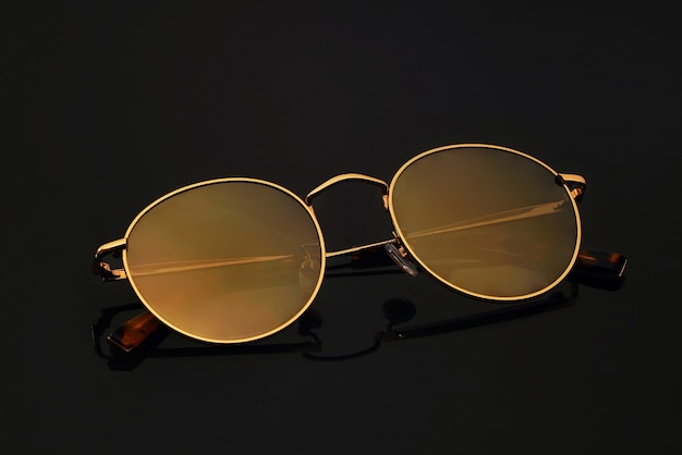 Sunglasses on a black background