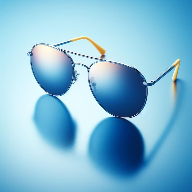 SUNGLASSES ON A BLUE BACKGROUND