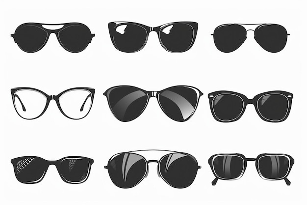 Sunglasses Collection On White Background