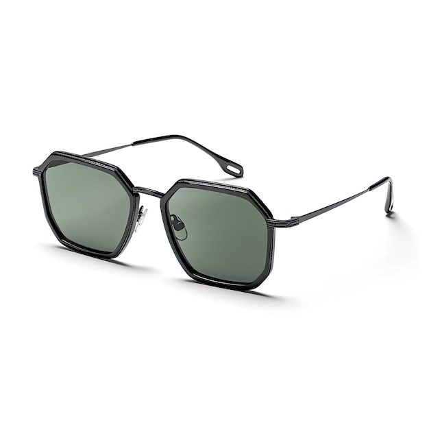 Sunglasses in an iron frame on a white background