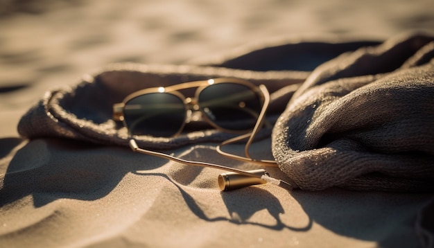 Sunglasses reflect summer heat fashion and elegance generated by AI