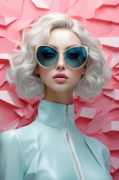 Sunglasses Saga Pastel Fashion Art of a Beautiful Woman