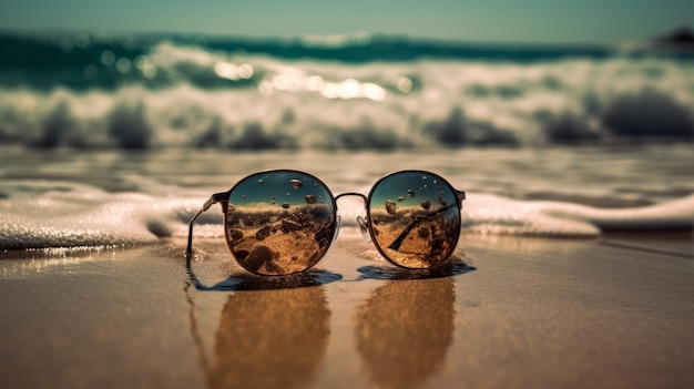 Sunglasses on a sunny beach