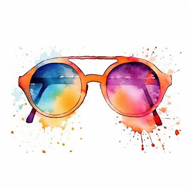 Photo sunglasses watercolor art style white background hi