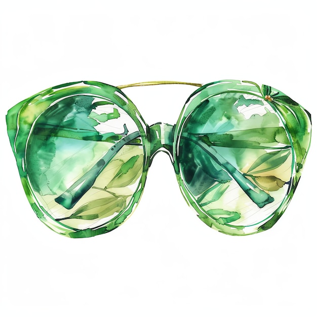 Sunglasses watercolor green girl traveling