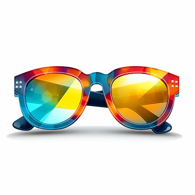 Premium AI Image | Sunglasses with colorful lenses on a white ...