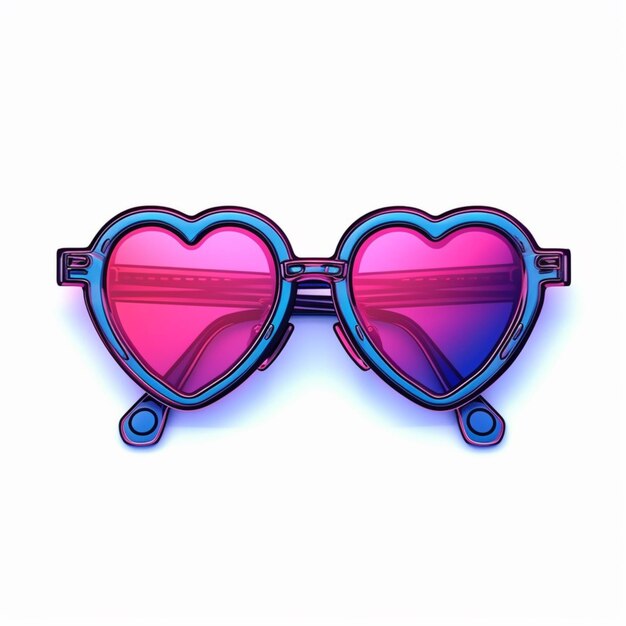 Photo sunglasses with heart shaped lenses on a white background generative ai