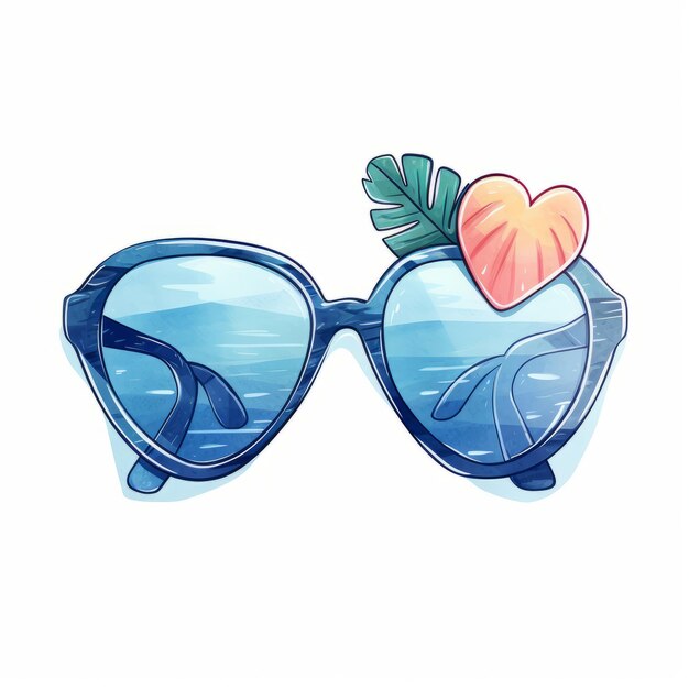 Photo sunglasses with heart vector illustration on a white background