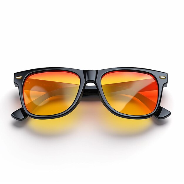 sunglasses with orange lenses on a white background generative ai