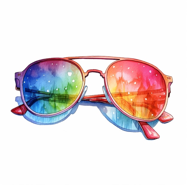 sunglasses with a rainbow reflection on them generative ai