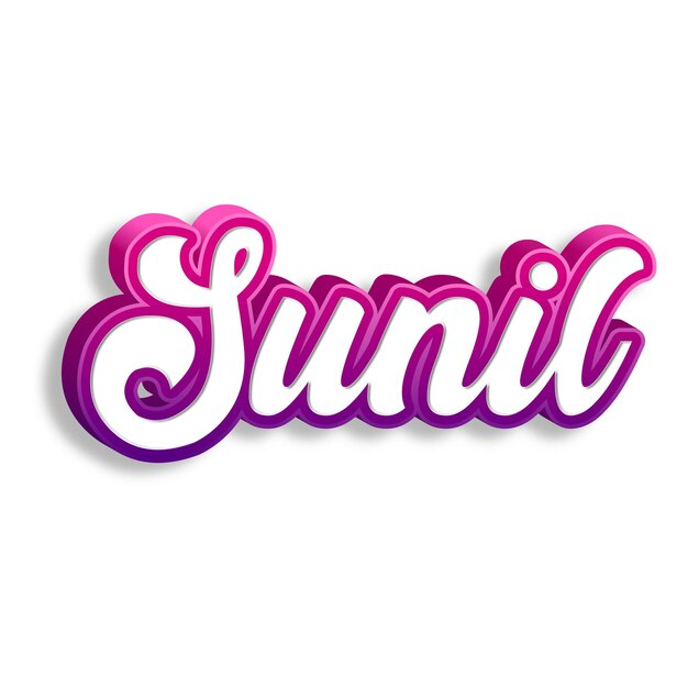 Sunil typography 3d design yellow pink white background photo jpg