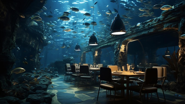 Photo sunken restaurant beneath the ocean surface