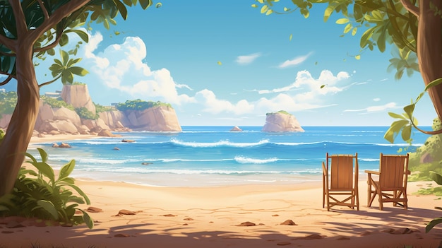 遮るもののない海の景色を望む、日当たりの良いビーチ