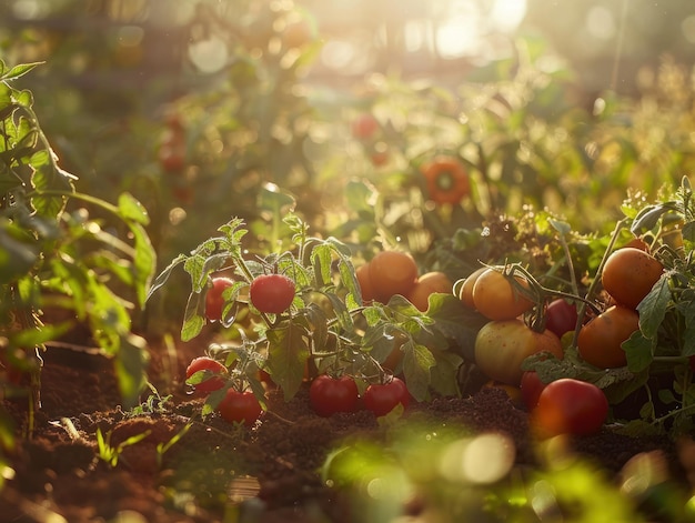 SunKissed Harvest Organic Vegetables Bathed in Natural Sunlight for an Authentic Vibe