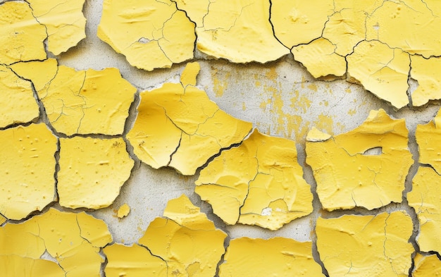 The sunkissed hue of yellow paint fractures into an array of textures symbolizing change and endurance The lively cracks add depth and intrigue to the surface