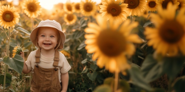 Sunkissed Smiles Kleuters Zonnebloem Droom met Copyspace