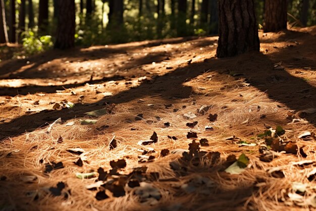 Photo sunlight casting long shadows of trees on a peaceful lake