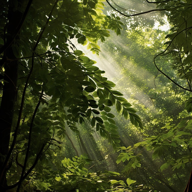 Sunlight Filtering Through Dense Foliage