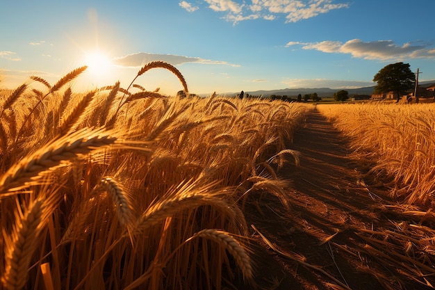 Sunlight Filtering Through Tall Stalks of Wheat