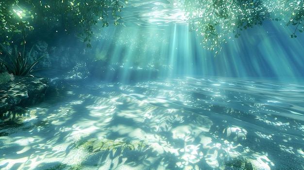 写真 太陽の光が海底をフィルターして 水底の世界の美しさと静けさを示します