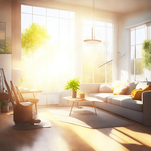 Photo sunlight in the living room illustration