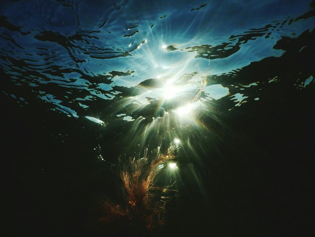 Photo sunlight seen through water in lake