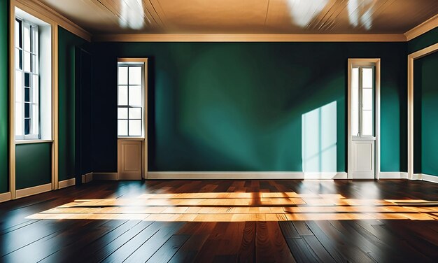 Фото Солнечный свет светит через окно на стены комнаты, пол, естественный свет, фон обоев.