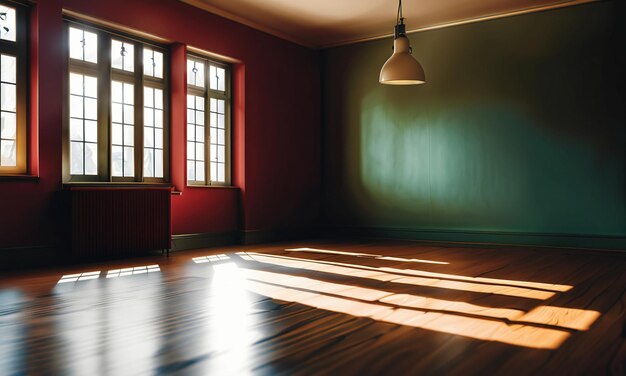 Фото Солнечный свет светит через окно на стены комнаты, пол, естественный свет, фон обоев.