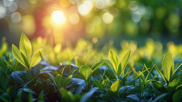 Sunlight Shining Through Grass CloseUp