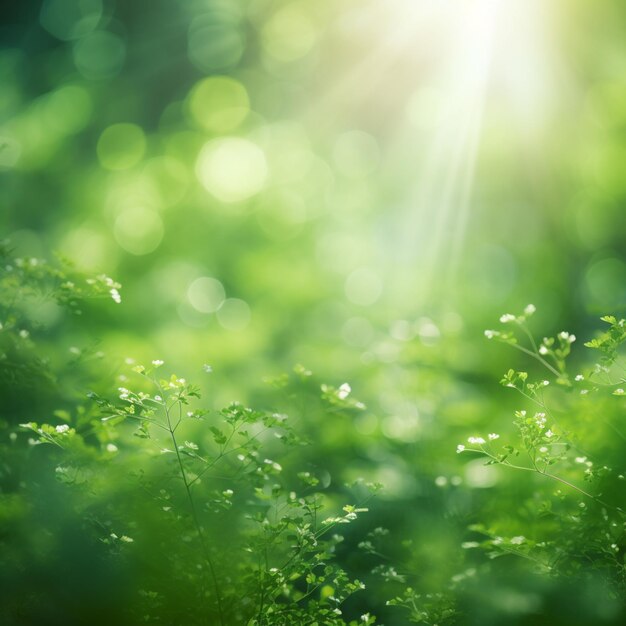 Sunlight shining through the leaves of a green forest generative ai