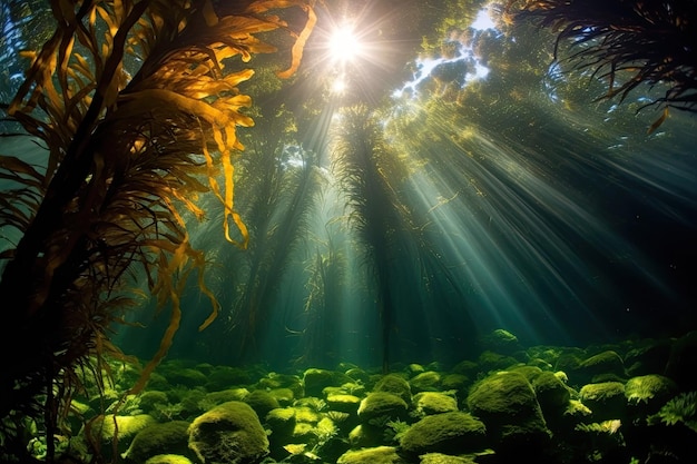 sunlight shining through the water