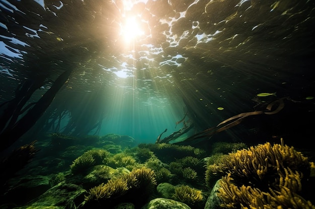 sunlight shining through the water