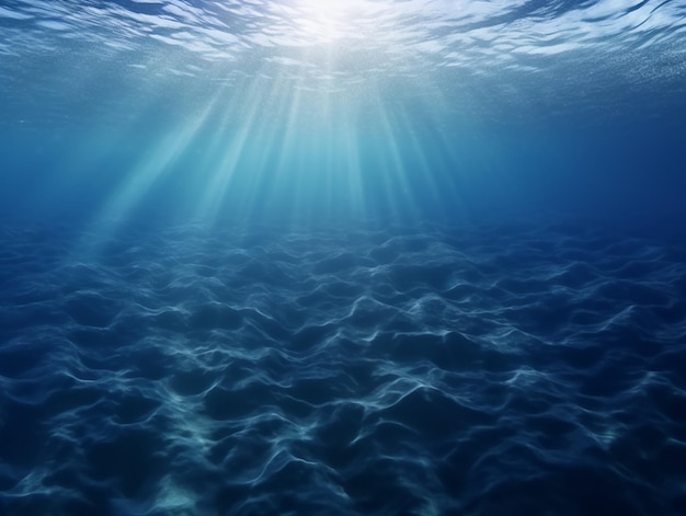 sunlight shining through the waters surface in a blue ocean generative ai