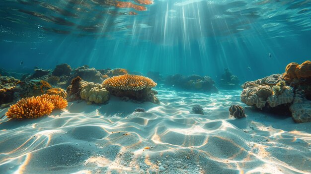 Sunlight Streaming Through Coral Reef