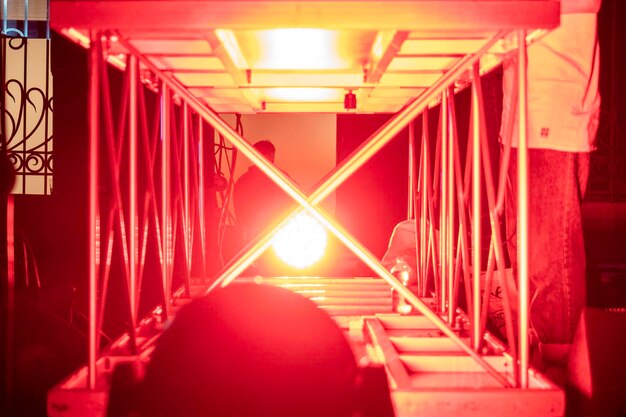 Sunlight streaming through illuminated staircase in building