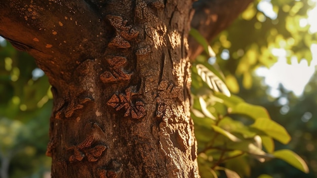 Sunlight Through Tree Trunk