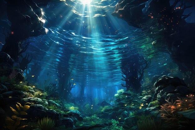 sunlight in underwater illustration