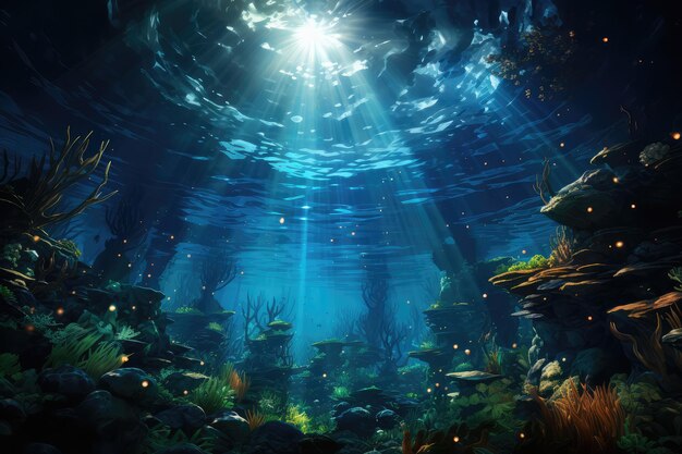 sunlight in underwater illustration