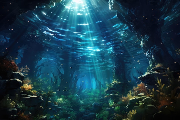 sunlight in underwater illustration