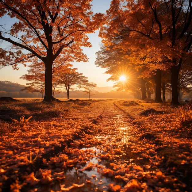 Sunlit Autumn Canopy Autumn Landscape Photo