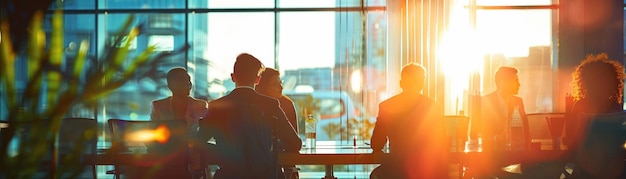 Photo a sunlit boardroom diverse team strategizing over digital goals