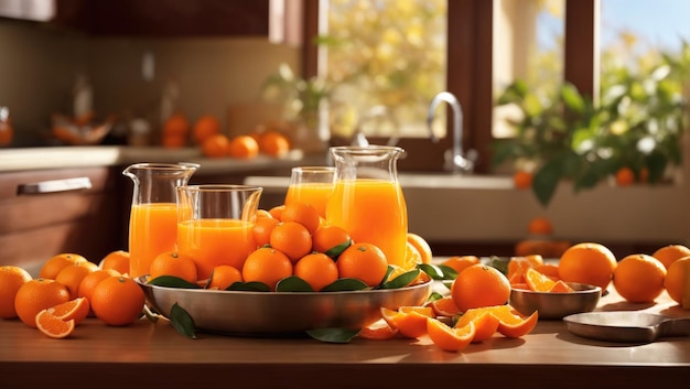 Sunlit Citrus Delight Tangerine Symphony in Modern Kitchen