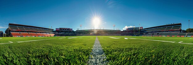 Photo sunlit football field