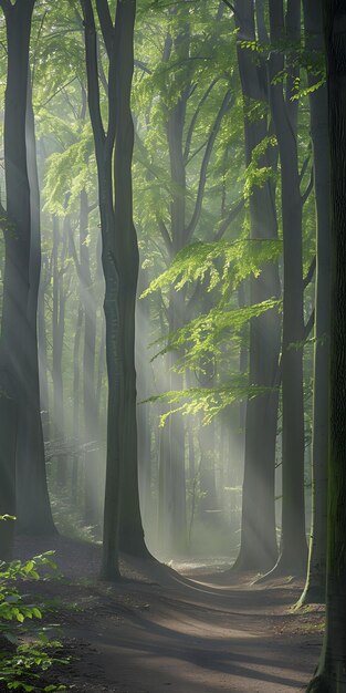 Photo sunlit forest serenity